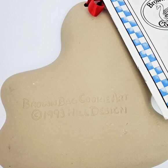 Brown Bag Cookie Art Stoneware Mold Santa Sleigh Design Recipe Booklet VTG 1993 - Picture 5 of 7